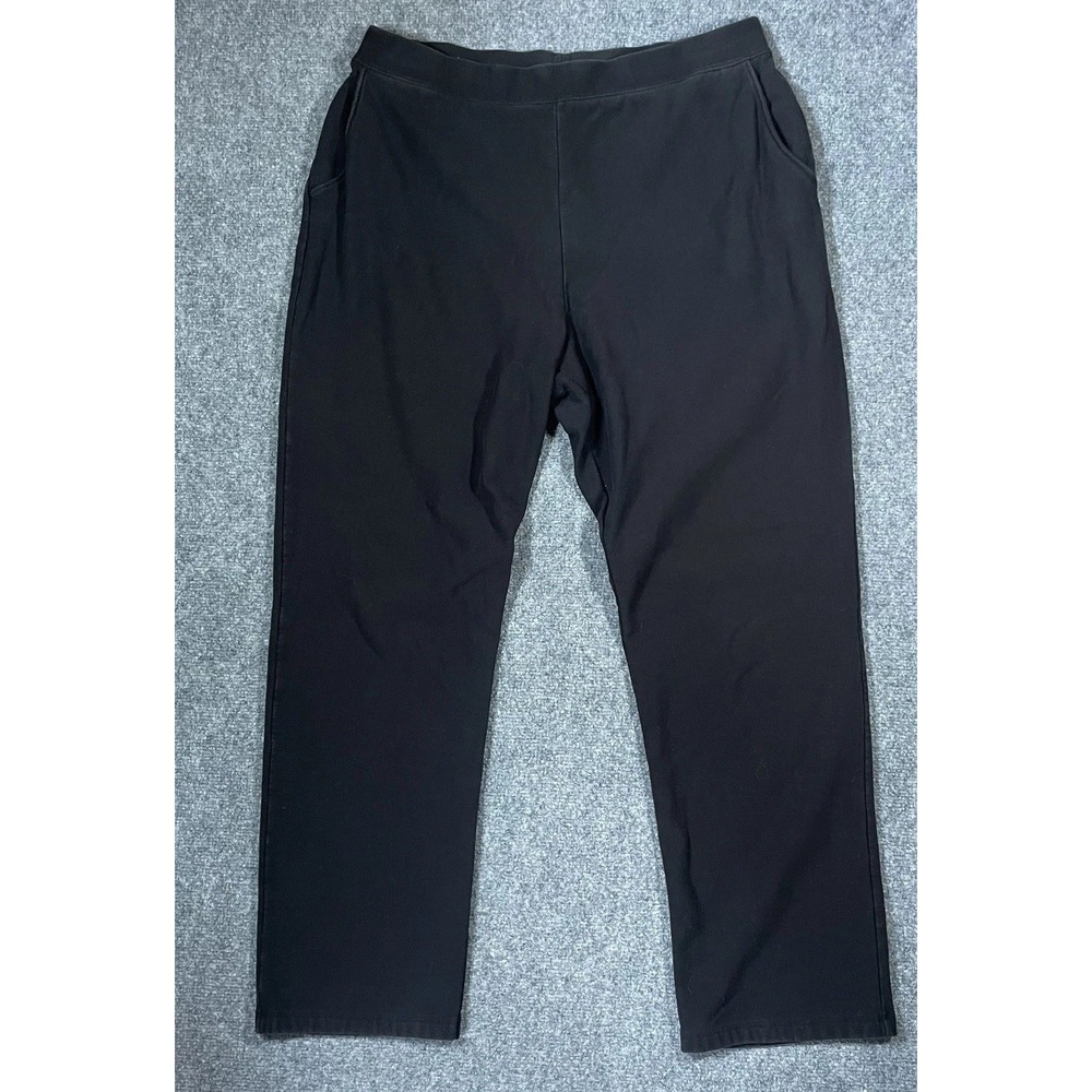L.L.Bean Sweatpants Women 1X Black Fleece Lined Pull On Pants Pocket Plus Size